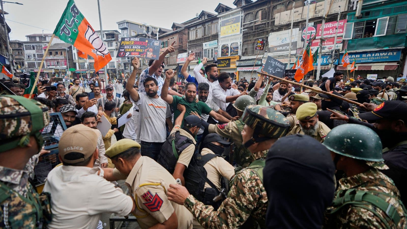 Bjp Nc Protest Srinagar Secretariat Mehbooba Mufti